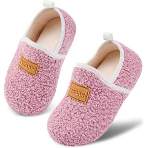 image:imageVIFUUR Kids Boys Girls House Slippers Slip on Barefoot Socks for Babys Winter Warm Shoes Indoor TollderPurple
