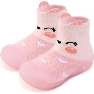 image:imageVIFUUR Baby Sock Shoes Boys Grils Sneakers Infant Slipper Socks Toddler First Walking Shoes NonSlip Rubber Sole for Babies 6 9 12 18 24 MonthsPrint Pink