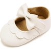 image:imageVIFUUR Baby Girls Mary Jane Flats Soft Sole Pre Walker Shoes with Thin Rubber Outsole and Adjustable Hook and Loop Strap for Infants amp Toddlers01 White Bow
