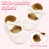 image:imageVIFUUR Baby Girls Mary Jane Flats Soft Sole Pre Walker Shoes with Thin Rubber Outsole and Adjustable Hook and Loop Strap for Infants amp Toddlers01 White Bow