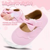 image:imageVIFUUR Baby Girls Mary Jane Flats Soft Sole Pre Walker Shoes with Thin Rubber Outsole and Adjustable Hook and Loop Strap for Infants amp Toddlers03 Pink Bow