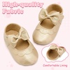 image:imageVIFUUR Baby Girls Mary Jane Flats Soft Sole Pre Walker Shoes with Thin Rubber Outsole and Adjustable Hook and Loop Strap for Infants amp Toddlers04 Gold Bow