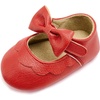 image:imageVIFUUR Baby Girls Mary Jane Flats Soft Sole Pre Walker Shoes with Thin Rubber Outsole and Adjustable Hook and Loop Strap for Infants amp Toddlers05 Red Bow