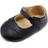 image:imageVIFUUR Baby Girls Mary Jane Flats Soft Sole Pre Walker Shoes with Thin Rubber Outsole and Adjustable Hook and Loop Strap for Infants amp ToddlersBlack Flower