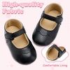 image:imageVIFUUR Baby Girls Mary Jane Flats Soft Sole Pre Walker Shoes with Thin Rubber Outsole and Adjustable Hook and Loop Strap for Infants amp ToddlersBlack Flower