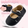 image:imageVIFUUR Baby Girls Mary Jane Flats Soft Sole Pre Walker Shoes with Thin Rubber Outsole and Adjustable Hook and Loop Strap for Infants amp ToddlersBlack Flower