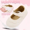 image:imageVIFUUR Baby Girls Mary Jane Flats Soft Sole Pre Walker Shoes with Thin Rubber Outsole and Adjustable Hook and Loop Strap for Infants amp ToddlersWhite Flower