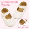 image:imageVIFUUR Baby Girls Mary Jane Flats Soft Sole Pre Walker Shoes with Thin Rubber Outsole and Adjustable Hook and Loop Strap for Infants amp ToddlersWhite Flower