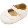 image:imageVIFUUR Baby Girls Mary Jane Flats Soft Sole Pre Walker Shoes with Thin Rubber Outsole and Adjustable Hook and Loop Strap for Infants amp ToddlersWhite Flower