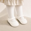 image:imageVIFUUR Baby Girls Mary Jane Flats Soft Sole Pre Walker Shoes with Thin Rubber Outsole and Adjustable Hook and Loop Strap for Infants amp ToddlersWhite Flower