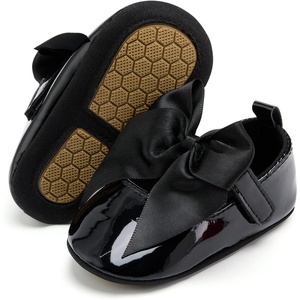 image:imageVIFUUR Baby Girls Mary Jane Flats Soft Sole Pre Walker Shoes with Thin Rubber Outsole and Adjustable Hook and Loop Strap for Infants amp ToddlersGlossy Black