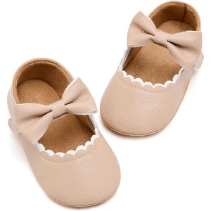 image:imageVIFUUR Baby Girls Mary Jane Flats Soft Sole Pre Walker Shoes with Thin Rubber Outsole and Adjustable Hook and Loop Strap for Infants amp ToddlersMix Beige
